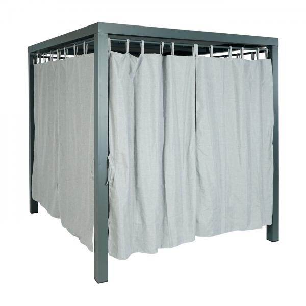 Lounge-Gartenliege XL Sonnenliege Bali-Liege Doppelliege Outdoor-Bett, 10cm-Polster aus Olefin Alu ~ grau