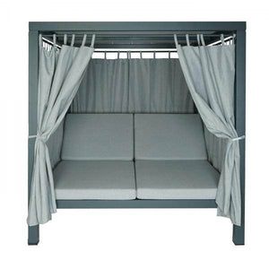 Lounge-Gartenliege XL Sonnenliege Bali-Liege Doppelliege Outdoor-Bett, 10cm-Polster aus Olefin Alu ~ grau