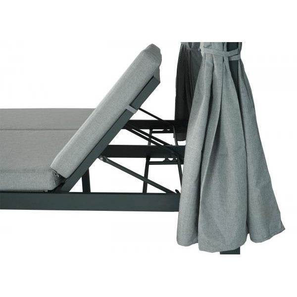 Lounge-Gartenliege XL Sonnenliege Bali-Liege Doppelliege Outdoor-Bett, 10cm-Polster aus Olefin Alu ~ grau