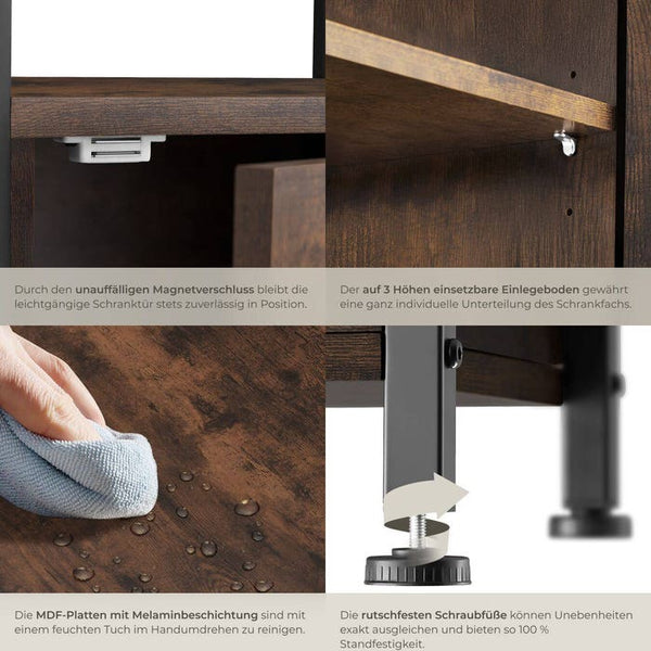 Beistellschrank Cork Industrial Holz dunkel, rustikal