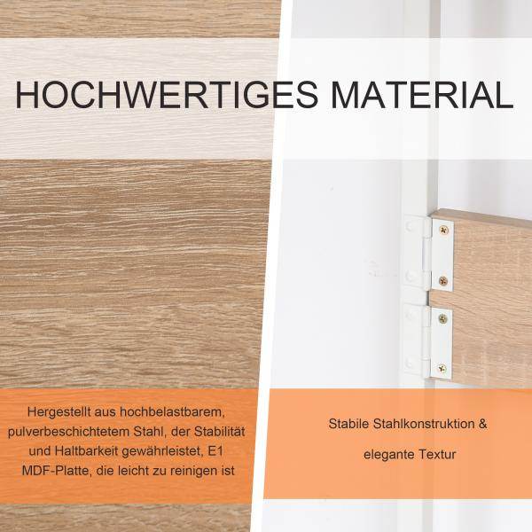 Klapptisch Tisch Schreibtisch Bürotisch mit Rollen Computertisch Mobil MDF Natur