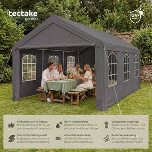 Gartenpavillon Jasko mit 4 Seitenteilen grau 6 x 4 m