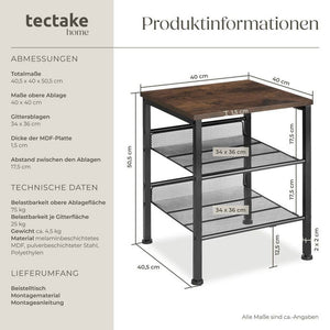 Beistelltisch Lincoln Industrial Holz dunkel, rustikal