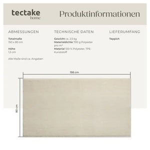 Kurzflorteppich Soft Zone beige 80 x 150 cm