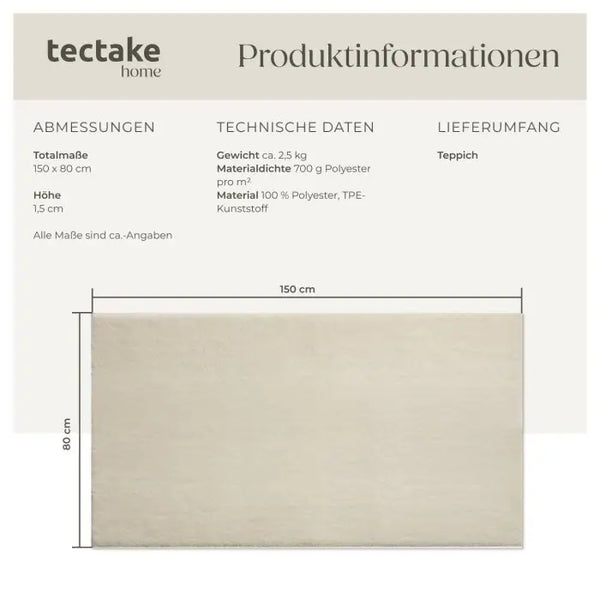 Kurzflorteppich Soft Zone beige 80 x 150 cm