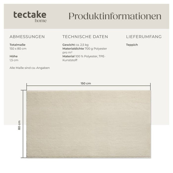 Kurzflorteppich Soft Zone beige 80 x 150 cm