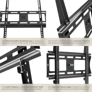 TV-Wandhalterung starr 26-75 Zoll bis 100 kg schwarz