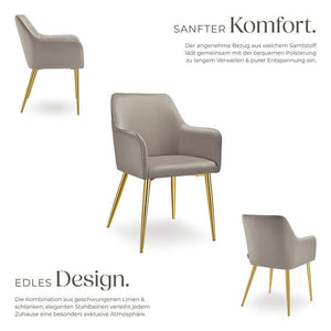 Armlehnstuhl Avane, Samtoptik, gepolstert taupe 4er Set