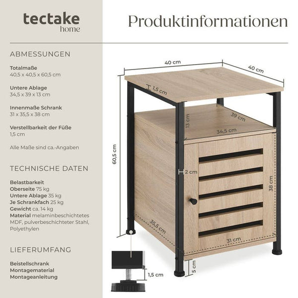 Beistellschrank Cork Industrial Holz hell, Eiche Sonoma