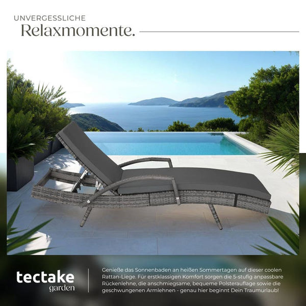 Aluminium Rattan Sonnenliege Océane grau
