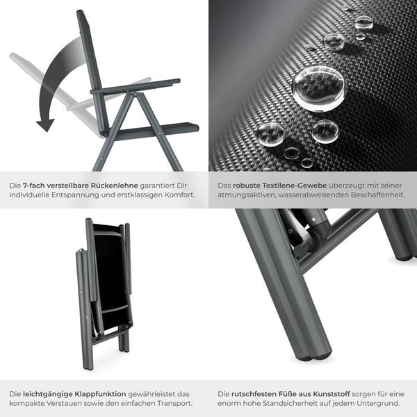 2 aluminium garden chairs, black/anthracite