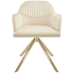 Samt-Drehstuhl Lona créme/gold 6er Set