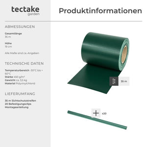 PVC privacy screen film, green, 35m