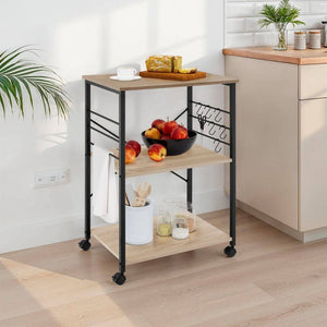 Servierwagen Rugby 65,5x45,5x88,5cm Industrial Holz hell, Eiche Sonoma