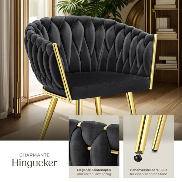 Set Esszimmerstuhl Astano schwarz/gold 4er Set