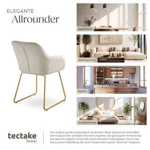 Esszimmerstuhl Jeane Samtoptik creme/gold 6er Set