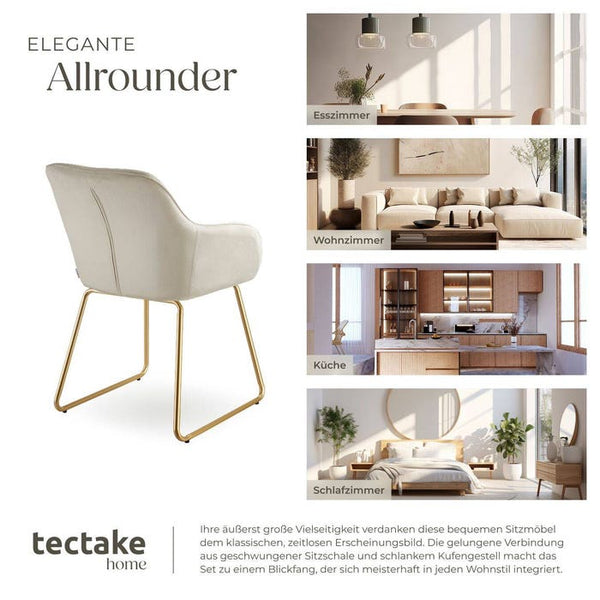 Esszimmerstuhl Jeane Samtoptik creme/gold 6er Set