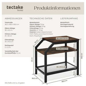 Beistelltisch Plymouth Industrial Holz dunkel, rustikal