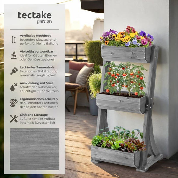 Vertikalbeet Flora grau 60 x 49 x 140 cm