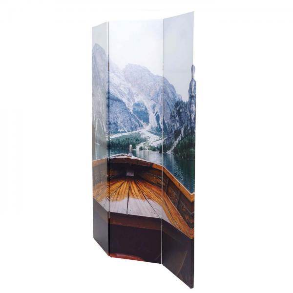 Foto-Paravent HWC-A83, Raumteiler Trennwand Sichtschutz, FSC-zertifiziert ~ 180x121cm Boot