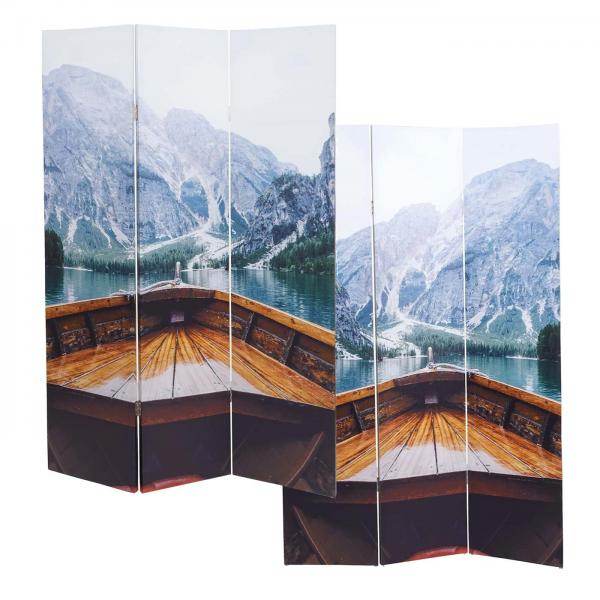 Foto-Paravent HWC-A83, Raumteiler Trennwand Sichtschutz, FSC-zertifiziert ~ 180x121cm Boot