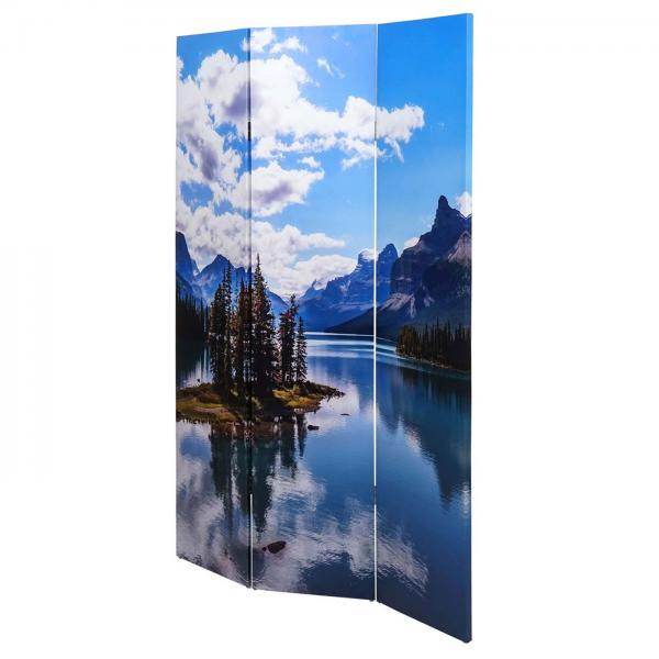 Foto-Paravent HWC-A83, Raumteiler Trennwand Sichtschutz, FSC-zertifiziert ~ 180x121cm See
