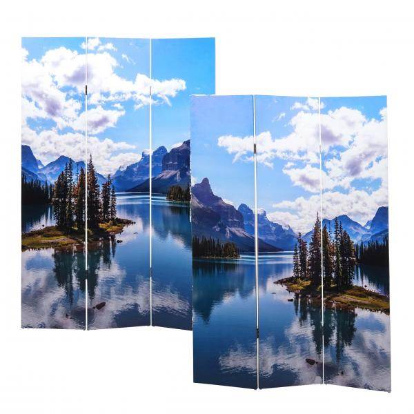 Foto-Paravent HWC-A83, Raumteiler Trennwand Sichtschutz, FSC-zertifiziert ~ 180x121cm See