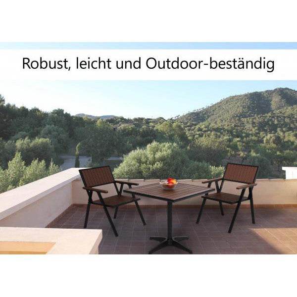 Gartentisch HWC-J95, Balkontisch Bistrotisch, Aluminium Polywood ~ schwarz, dunkelbraun