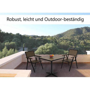 Gartentisch HWC-J95, Balkontisch Bistrotisch, Gastronomie Outdoor-Beschichtung Aluminium Polywood ~ schwarz, grau