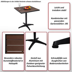 Gartentisch HWC-J95, Balkontisch Bistrotisch, Gastronomie Outdoor-Beschichtung Aluminium Polywood ~ schwarz, grau