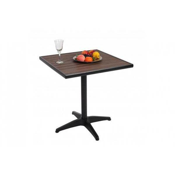 Gartentisch HWC-J95, Balkontisch Bistrotisch, Aluminium Polywood ~ schwarz, dunkelbraun