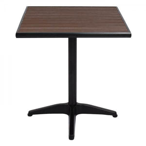 Gartentisch HWC-J95, Balkontisch Bistrotisch, Aluminium Polywood ~ schwarz, dunkelbraun