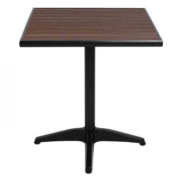 Gartentisch HWC-J95, Balkontisch Bistrotisch, Aluminium Polywood ~ schwarz, dunkelbraun