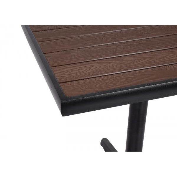 Gartentisch HWC-J95, Balkontisch Bistrotisch, Aluminium Polywood ~ schwarz, dunkelbraun