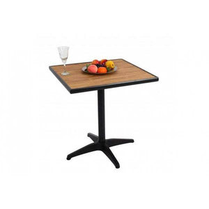 Gartentisch HWC-J95, Balkontisch Bistrotisch, Gastronomie Outdoor-Beschichtung Aluminium Polywood ~ schwarz, teak braun
