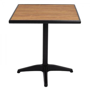 Gartentisch HWC-J95, Balkontisch Bistrotisch, Gastronomie Outdoor-Beschichtung Aluminium Polywood ~ schwarz, teak braun