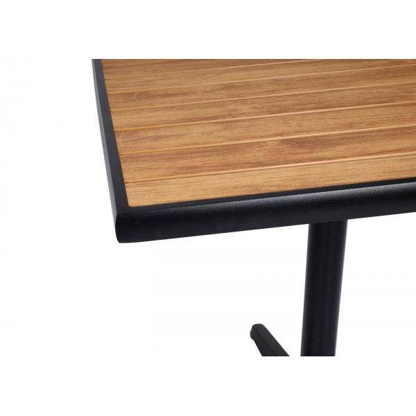 Gartentisch HWC-J95, Balkontisch Bistrotisch, Gastronomie Outdoor-Beschichtung Aluminium Polywood ~ schwarz, teak braun
