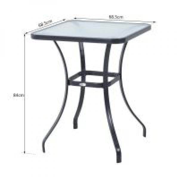 Gartentisch Bistrotisch Hartglas Metall 68,5x68,5cm Schwarz