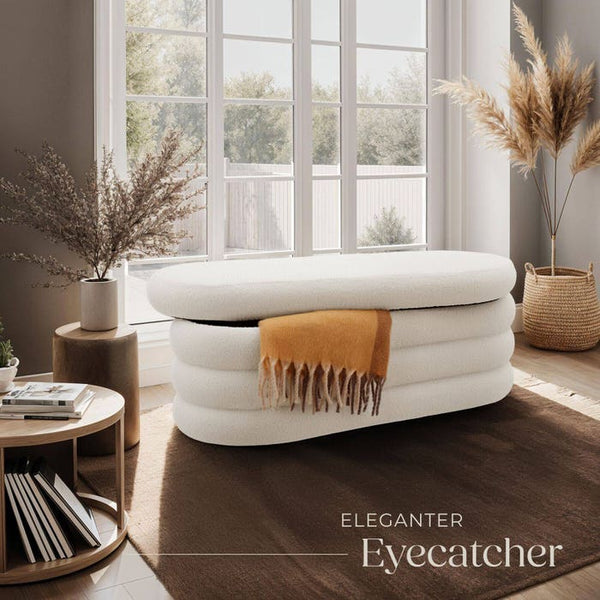 Polsterbank Altu Bouclé creme-weiss