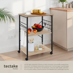 Servierwagen Rugby 65,5x45,5x88,5cm Industrial Holz hell, Eiche Sonoma