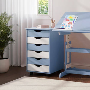 Rollcontainer aus Holz, blau
