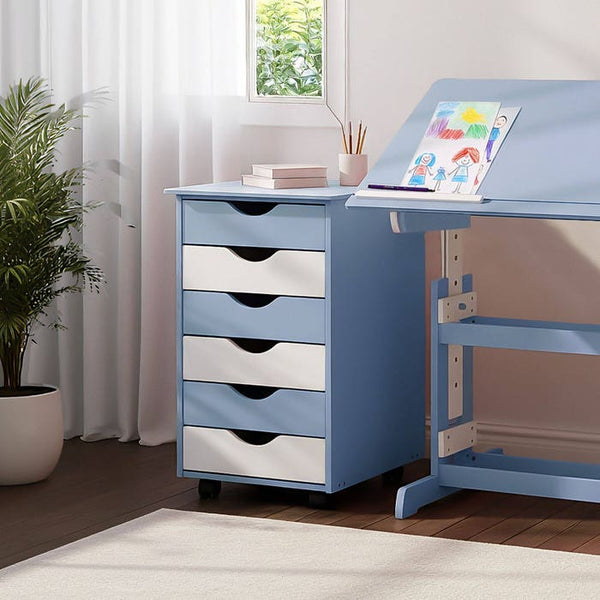 Rollcontainer aus Holz, blau