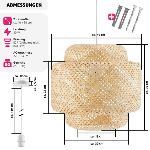 Deckenleuchte Lignea Lux aus Bambus