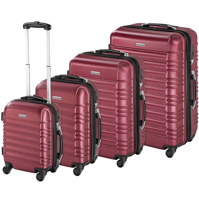 Set di valigie rigide, 4 pezzi, bordeaux