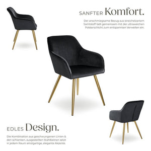 6er Set Stuhl Marilyn, schwarz/gold