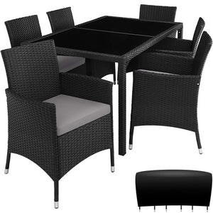 Rattan Sitzgruppe Porto schwarz/grau
