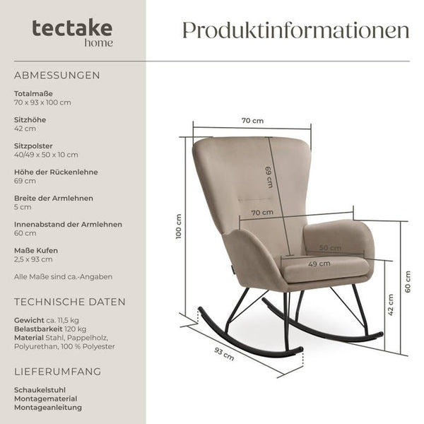 Schaukelstuhl Swing schwarz/beige