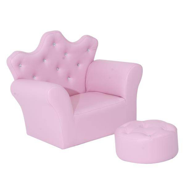 Kindersessel Kindersofa Mädchen Softsofa Kristallknöpfen Hocker Rosa