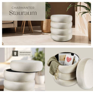 Sitzhocker Altu Samtoptik creme-weiss