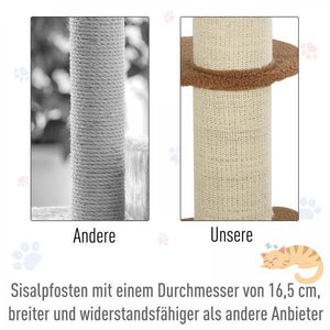 Katzenbaum Spielbaum Kratzstamm mit Plattform Sisal Lammkaschmir Hellbraun